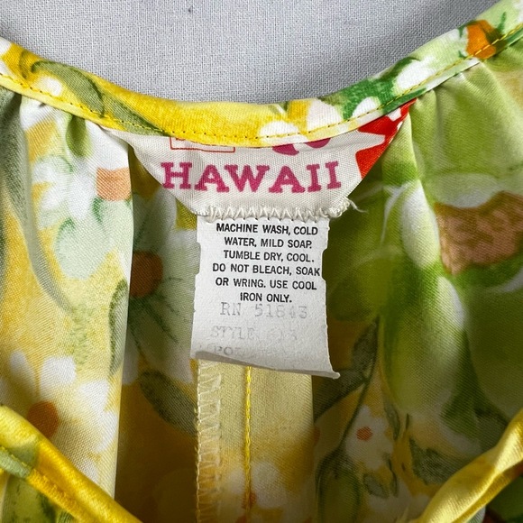 Vintage Sears Hawaii Dress Womens 10 Maxi Yellow Floral Muumuu Tropical Beach - Picture 4 of 14